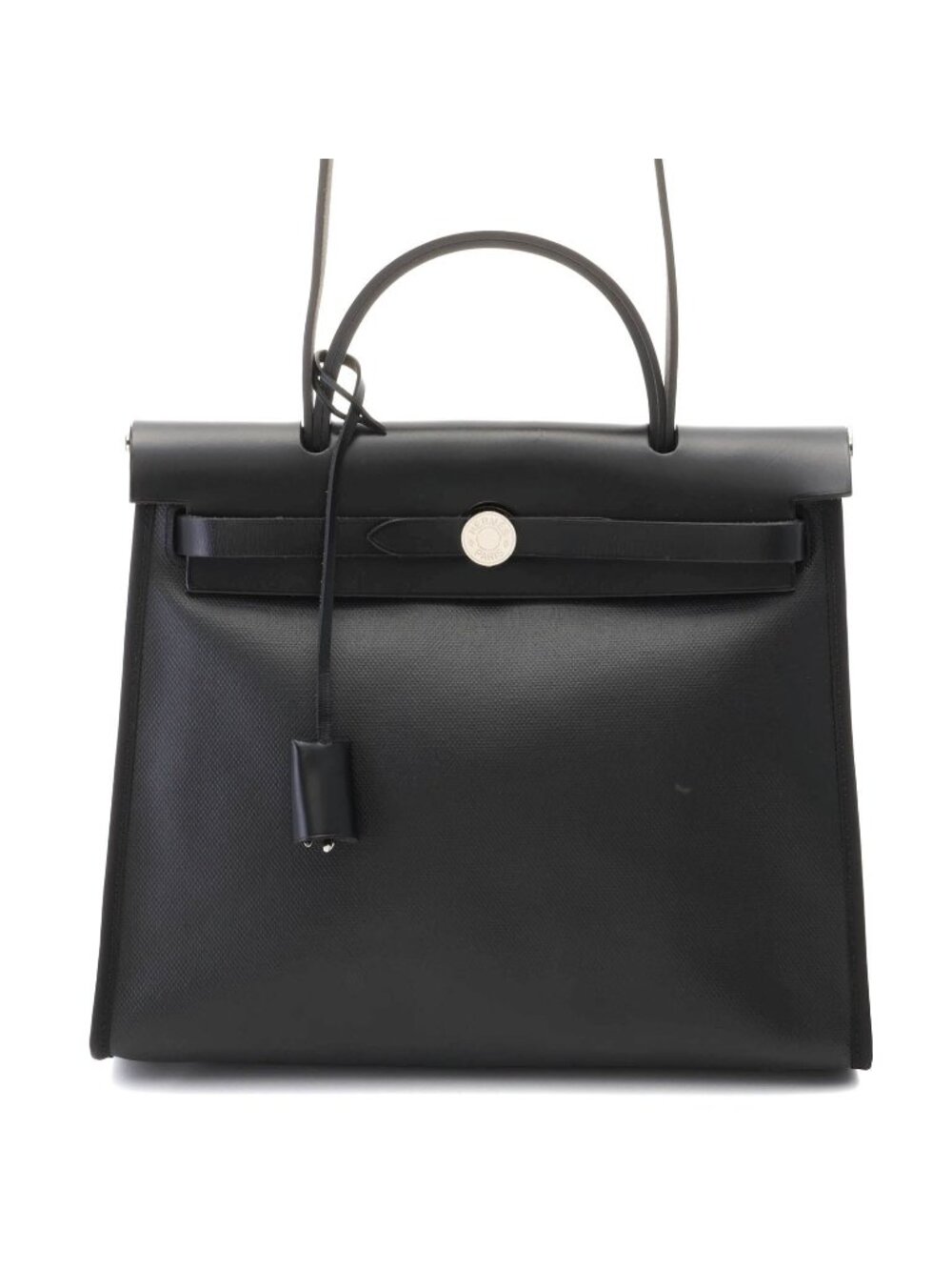 Hermes Herbag Zip PM Gray Black Silver Shoulder Bag Toile H Berlin Veau